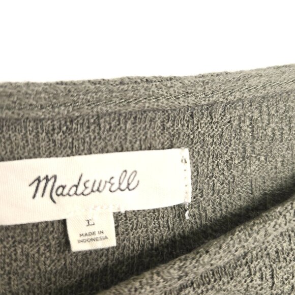 Madewell Olive Green Puff Long Sleeve Eyelet Boxy Fit Scoop Neck Slouchy Top - Picture 6 of 7